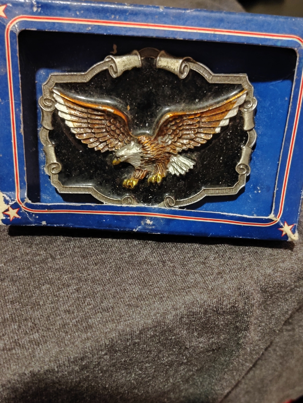 1983 Vintage Eagle Buckle with Bronze & Silver Tones